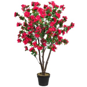 Northlight 3.6’ Unlit Artificial Potted Green and Pink Azalea Flower Tree - 1 of 4