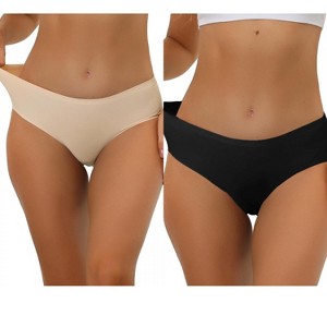 Allegra K Women's Unlined Comfortable No Show Elastic Waist Brief 2 Packs - 1 of 4