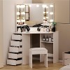 Corner Vanity Desk Set with 3-Folding Lighted Mirrors, Makeup Vanity Table with Charging Station - 2 of 4