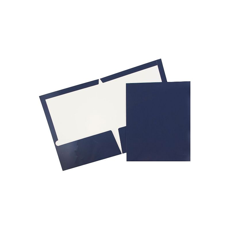 JAM Paper Laminated Glossy 2 Pocket Presentation Folders Navy Blue 100/Box 5042523B, 1 of 6