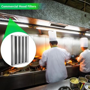 Commercial Hood Filters,Stainless Steel 6 Grooves Range Hood Filter for Kitchen Exhaust Hoods, Pack of 6 - 1 of 4