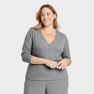 Women's Ribbed Henley Pajama Top - Auden™