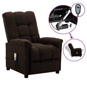 vidaXL Massage Recliner Dark Brown Fabric - 1 of 4
