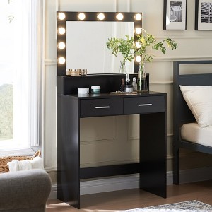 Makeup Vanity Desk, Vanity Table Set, Touch-Controlled Mirror With 3 Lighting Modes, 11 Bulbs, Retro Dressing Table With 2 Spacious Drawers - 1 of 4