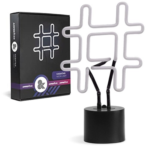 Amped & Co Neon Hashtag Symbol Desk Light - White : Target