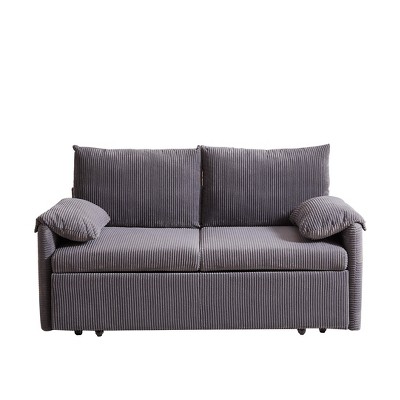 NicBex 65 Inch Corduroy Convertible Sleeper Sofa Bed with 2 Pillows,Pullout Bed and Side Pockets for Small Spaces,Living Room,Apartment