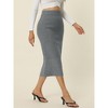 INSPIRE CHIC Women's Elastic High Waist Slit Hem Stretchy Ribbed Knit Bodycon Midi Skirts - 3 of 4