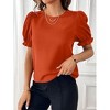 Coolmee Women Summer Blouse Casual Puff Short Sleeve Tops Fashion Crew Neck Tunic Shirts - 4 of 4
