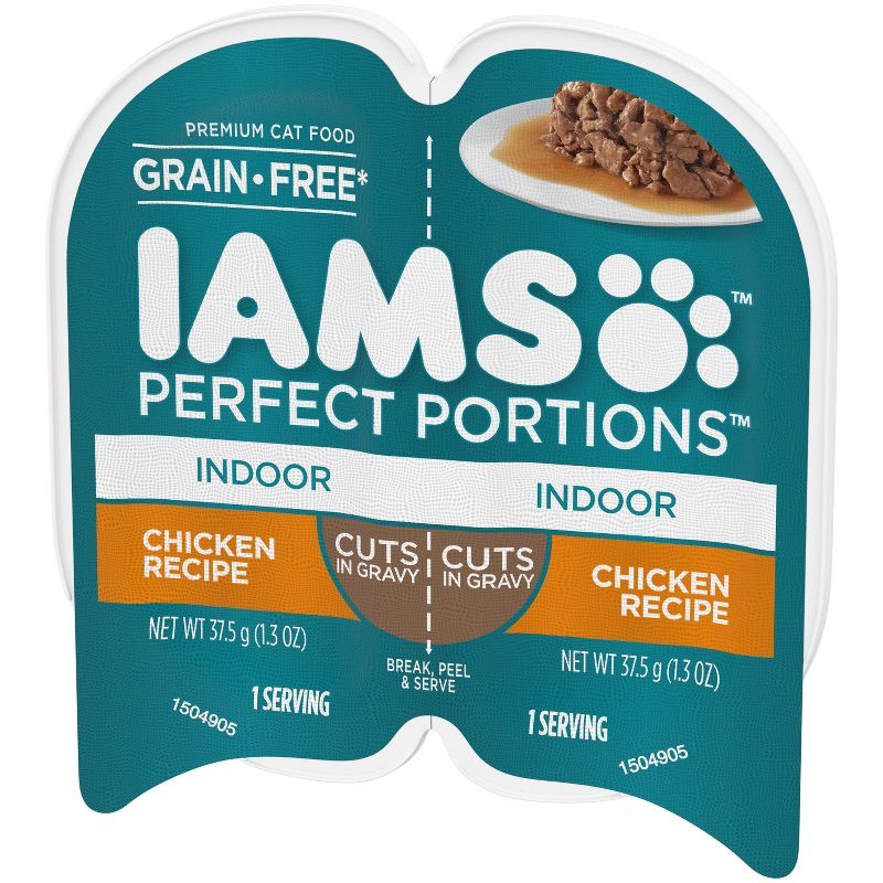 IAMS Perfect Portions Grain Free Chicken Cuts In Gravy Premium Adult Wet Cat Food Indoor - 2.6oz, 4 of 10