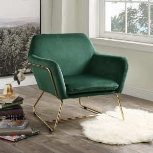 Velvet Accent Chair with Full Foam Seat and Metal Base for Living Room - 1 of 4