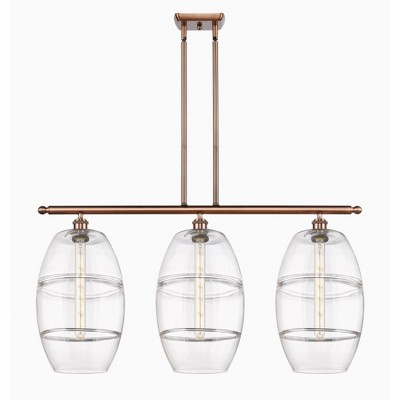 Vaz - 3 Light Stem Hung Island In Industrial Style-19 Inches Tall and 36.5 Inches Wide