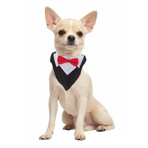 Unique Bargains Formal Dog Bandana Collar Costume Black Red 1 Pc - 1 of 4