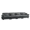 Aukfa Grey Velvet Large Sofa with Bolster Armrests, Waist & Throw Pillows – Modern Couch for Living Room, Bedroom or Office - 3 of 4