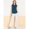 INSPIRE CHIC Women's Ruffled Curved Hem Business Office Vintage Sleeveless Blouse - 3 of 4
