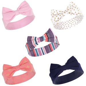 Little Treasure Baby Girl Cotton Headbands 5pk, Sparkle Stripe, One Size - 1 of 1