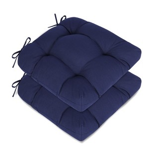 Aoodor 19x19x5 Inch Tufted Outdoor Chair Cushions, Water and Fade Resistant Polyester Dining Chair Pads with Ties for Patio Furniture, Set of 2 - 1 of 4