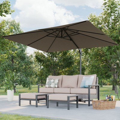 Sonkuki 10X8FT Outdoor Patio Cantilever Umbrella With Canopy, 360°Rotation Offset Umbrella
