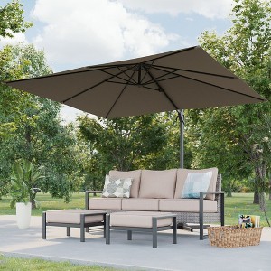 Sonkuki 10X8FT Outdoor Patio Cantilever Umbrella With Canopy, 360°Rotation Offset Umbrella - 1 of 4