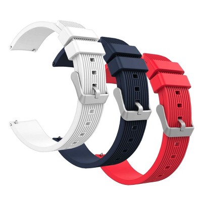 Insten 3-Pack Band For Samsung Galaxy Watch 4 40mm 44mm / 4 Classic 42mm 46mm / Watch 3 41mm / Active 2 Replacement Wristbands 20mm (Blue+Red+White)