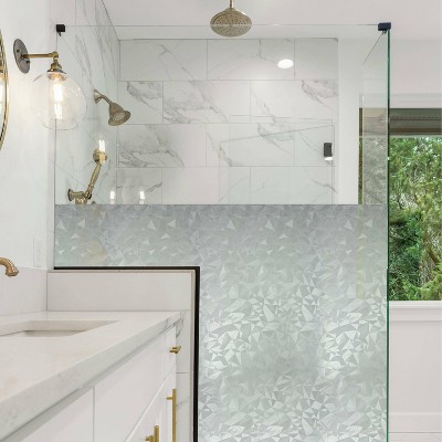 Silver Etched Glass Privacy Window Film, 25.25" x 2.5"