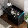 Chic Crate Modern Nightstand with Charging Station & LED Lights, Black Bedside Table with Drawers & Sliding Top - 4 of 4