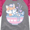 Girls' - Instant Message - Kawaii Ramen Shiba Inu Shirt Tail Raglan Graphic T-shirt - 2 of 4