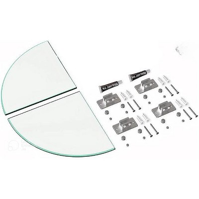 Clear Tempered Glass Corner Shower Shelves with Aluminum Brackets