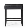 A La Carte Harper Kitchen Stool in Wood Finish with Distressed Brown Vegan Leather, Set of 2 - 2 of 4