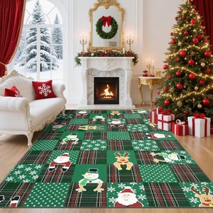 TackView Washable Area Rug Low Pile Throw Christmas Rug, Modern Xmas Stain-Resistant Non Slip Carpet for Living Room, Bedroom - 1 of 4