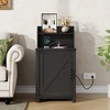 Dolonm 33.7" Side Table with Power Outlet & USB Ports,Nightstand with Barn Door,Adjustable Shelf Storage Rack, for Living Room,Bedroom - 4 of 4