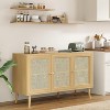 Fontoi Decorative Storage Cabinets, Sideboard Buffet Cabinet with 3 Rattan Doors, Modern Bar Cabinet for Kitchen Entryway, Brown, 15.5"*27.6"*47.2" - 4 of 4