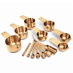 2LB Depot Stainless Steel Measuring Cups & Spoons Set - 14 Piece - Gold - 1 of 4