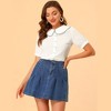 INSPIRE CHIC Women's Peter Pan Collar Contrast Color Trim Gingham Button Up Shirt - 4 of 4