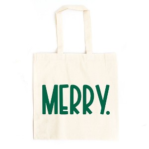 City Creek Prints Merry Bold Word Canvas Tote Bag - 15x16 - Natural - 1 of 2
