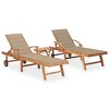 vidaXL Sun Loungers 2 pcs with Table and Cushion Solid Teak Wood - 2 of 4
