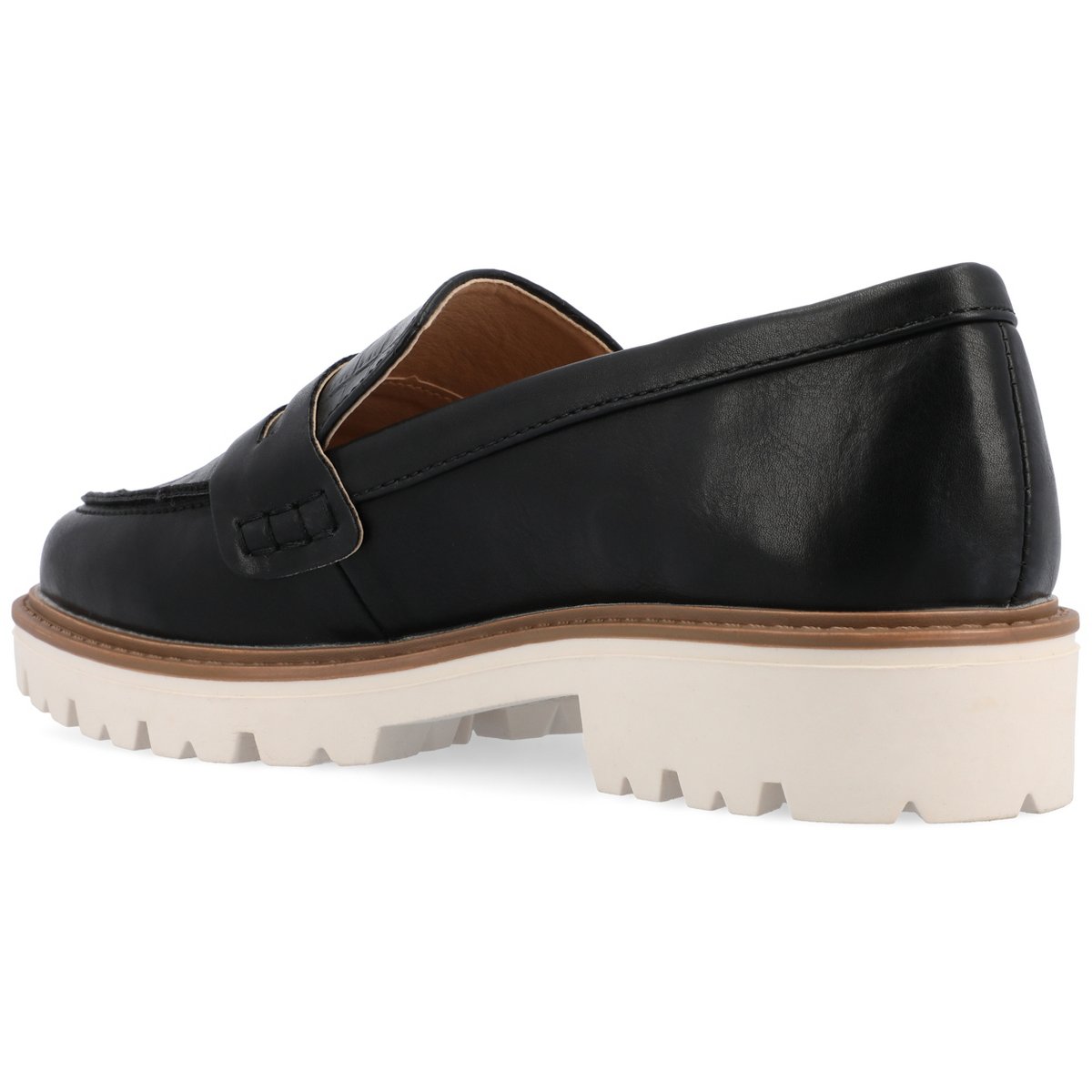 Женские туфли Journee Collection Women's Kenly Medium and Wide Width Slip On Round Toe Loafer Flats Patent/Black 12 — фото 7