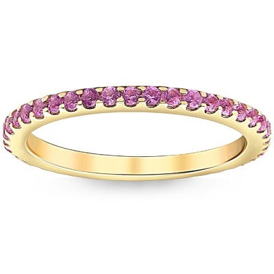 Pompeii3 3/4ct Pink Sapphire Stackable Ring Wedding Band 10k Yellow Gold :  Target