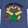 Girls' - Instant Message - Cat Christmas Present Fitted Short Sleeve Graphic T-Shirt - 2 of 4