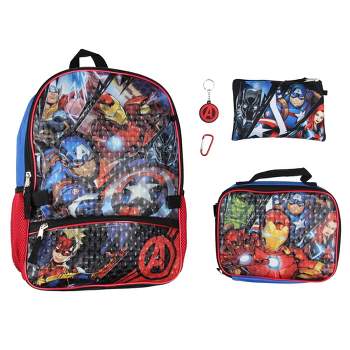 Spiderman 16 Backpack 4pc Set with Lunch Kit, Key Chain & Carabiner 