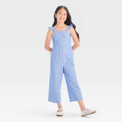 Girls' Sleeveless 4th of July Striped Jumpsuit - Cat & Jack™ Blue