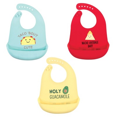 Hudson Baby Infant Boy Silicone Bibs 3pk, Tacos, One Size