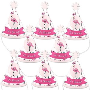 Big Dot of Happiness Pink Flamingo - Party Like a Pineapple - Tropical Summer Mini Cone Hats - Small Little Party Hats - Set of 8 - 1 of 4