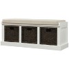 Whisen Rustic Storage Bench with Removable Cushion and 3 Removable Fabric Basket - 3 of 4