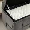 VYNXARIA Exquisite Dark Gray Velvet Storage Footstool for Bedroom with Safety Hinges - 4 of 4