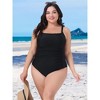 Women's Plus Size Padded Athletic Tummy Control Ruched Bathing One Piece Swimsuit - Agnes Orinda - 2 of 4
