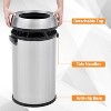 17 Gallon/65 Liter Trash Can, Stainless Steel Rubbish Bin, Commercial Grade Waste Container, Round Garbage Can for Outdoor, Home Office, Restaurant - 3 of 4