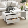 ORRD White Extendable Coffee Table w/ Storage, 2 Drawers & 6 Wheels – Reversible Design - 2 of 4