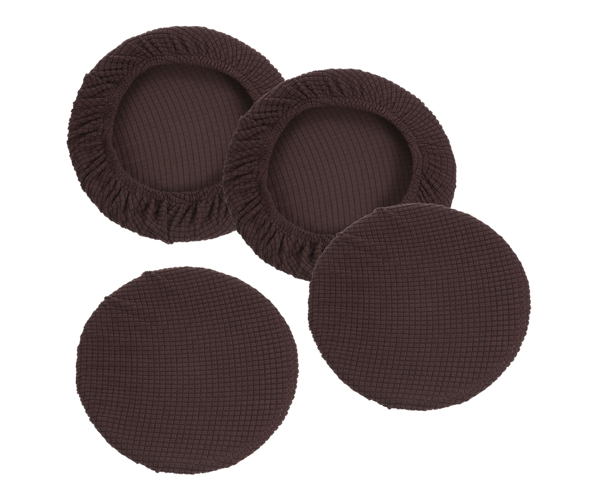 Unique Bargains Polyester Round Washable Elastic Bar Stool Cover for Dia 11"-13" Chairs 4 Pcs Brown
