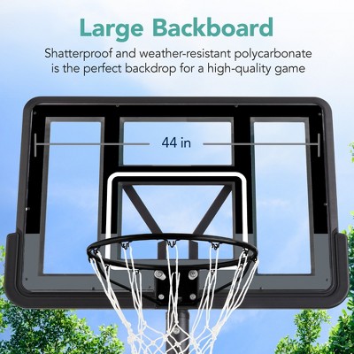 Adjustable 44" Black Polycarbonate Portable Basketball Hoop System