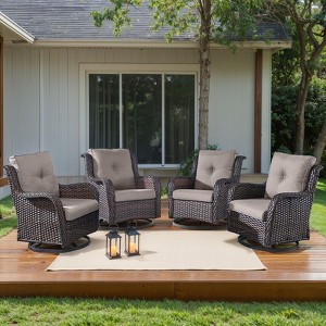 Gymojoy 4 Pieces Outdoor Rocking Chair Rattan Rocker Chairs with Cushion - 1 of 4